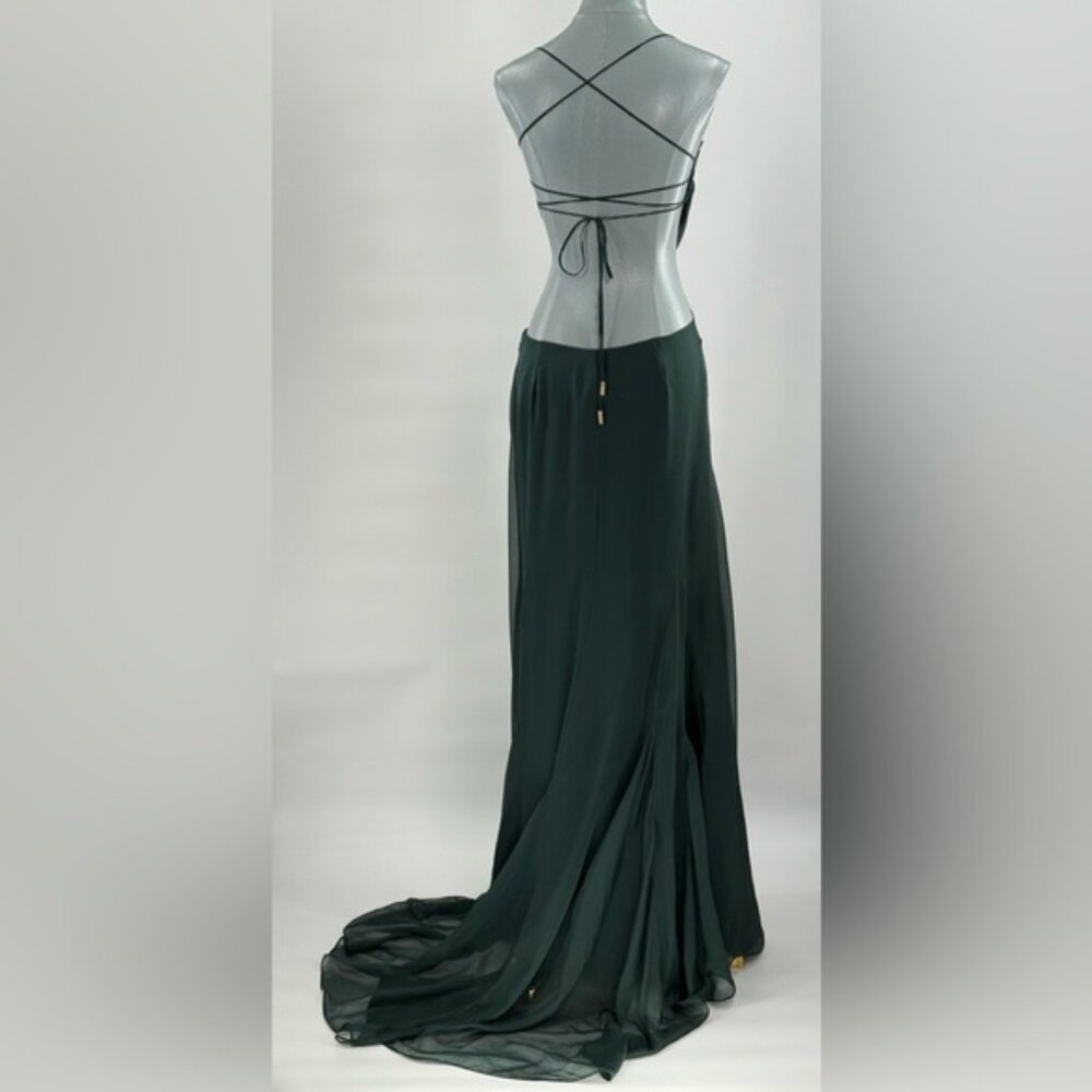 🆕 CULT GAIA 🧿 NWOT Aphea Silk Cut Out Backless Dress, Forest Green - Sz US 8 - Picture 6 of 15